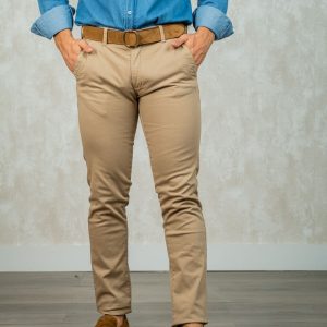 A LA VAQUERA Pantalón Chino Skinny vivo color camel